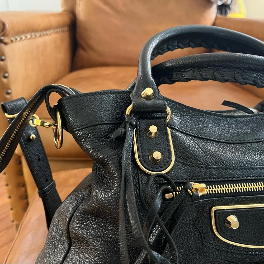 Balenciaga Black Shoulder Bag with Gold Accents - Picture 2 of 16